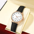 【ZIME】Luminous Watch Ladies Simple Digital Retro Frosted Leather Small Fresh Casual Watch Ladies Quartz Watch. 