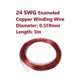 24 SWG 0.559mm Diameter Coil Winding Enameled Copper Wire -5m Length. 