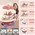 Iskiddo 30 PCS / 42 Pcs Ice Cream Candy Cart Kitchen Playset Kids Toy Girls Pretend Play Toys Troli Aiskrim Music Light. 