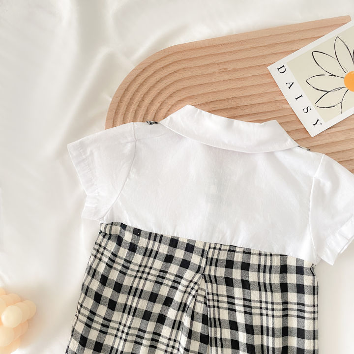 Gentle%20Baby%20Boys%20Summer%20Clothing%20Plaid%20Cotton%20Short%20Sleeved%20Infants%20Romper%20Casual%20-%20Image%204
