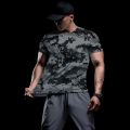 Men Running T Shirt Quick Dry Fitness Shirt Training Exercise MOSAIC camouflage Clothes Gym Sport Shirt Tops Lightweight. 