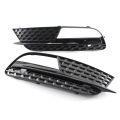 A Pair Front Bumper Fog Light Lamp Grille Grill Replacement For AUDI A5 12-16. 