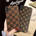 FELMYST Luxury Case For iPhone 11 Fashion LV Simple Brand Cute Soft border Mobile Phone Casing Girl Women Vintage Lattice Shockproof Cover. 