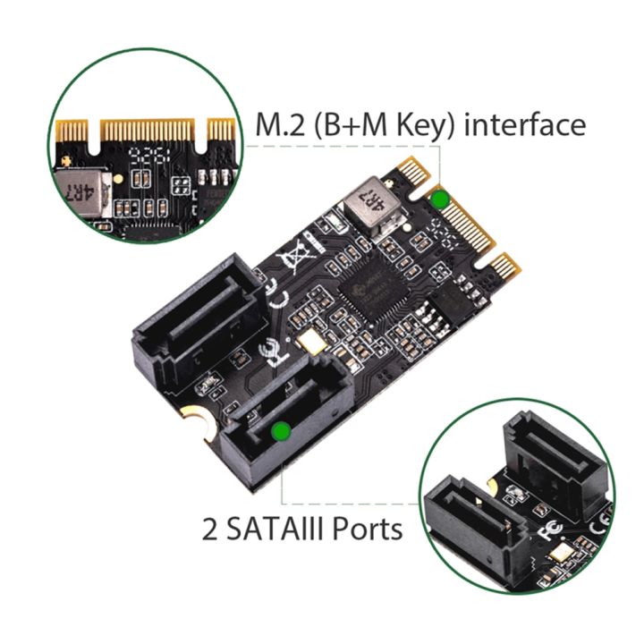 M2%20PCIE%20NVMe%20SATA6G%202%20Port%20SATA%20III%206Gb/S%20M.2%2022X42%20M%20Key%20and%20B%20Key%20Controller%20Adapter%20Card%20JMB582%20-%20Image%204