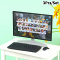 3Pcs/Set 1:12 Dollhouse Miniature Desktop Computer Keyboard Mouse TV Model Home Decor Toy Doll House Accessories MJK. 