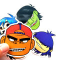 【Exclusive Offer】5pcs Hip Hop Blur Band Gorillaz Cool Stickers for Laptop Skateboard Skis Snowboard Bicycle Bike Luggage PVC Waterproof toy Stick. 