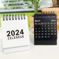 Black White 2024 Desk Calendar Kawaii Coil Calendar To Do List Monthly Daily Planner Agenda Organizer Cute Office Supplies. 