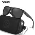 KDEAM Polarized Sunglasses Men Sports Tridimensional Brand Logo TR90 Square Sun Glasses All Black With Zipper Case KD0721. 