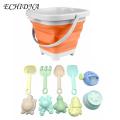 Children Sand Toy 11pcs Kids Beach Sand Toy Set with Foldable Bucket Animal Molds Outdoor Digging Tools for Toddlers in Asia Sandcastle Building Kit. 