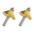 LKPCIGCXM 2Pc 8mm Shank Large 45 Degree Chamfer&Bevel Edging Router Bit Wood Cutting Tool Woodworking Router Bits. 