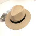 Summer Beach Vacation Panama Jazz Hat Sunscreen Handwoven Straw Sun Hat Men Women Hawaii Casual Sunshade Gangster Cap Bucket Hat. 