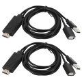 2X USB Female to HDMI Male HDTV Adapter Cable for iPhone 7/7Plus/6S 6 Plus. 