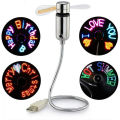 Creative USB Fan，USB LED RGB Light Programmable Fan Flexible Gooseneck DIY Message Mini USB Fan for PC Laptop Notebook Desktops. 