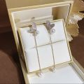 Enacolor  Gold Metal Chain Drop Earring Pearl Female Delicate Full Crystal Heart Dangle Earrings for  Girls. 