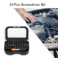 【TrendGlobe】31Pcs Screwdriver Bit Set Slotted/Philips/Pozi/Hex/Torx Head with 60mm Quick Release Hex Chuck Extension Adapter. 