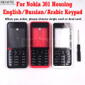 HKFASTEL 301 Housing For Nokia 301 Single Dual SIM Card Mobile Phone Cover Case + English Russian Arabic Keypad + Tool. 