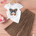 2 3 4 5 6 7 Years Summer Girls Clothing Sets New Cotton Fashion Short Sleeved+Wide Leg Pants Casual Two Piece Set Kids Clothes. 