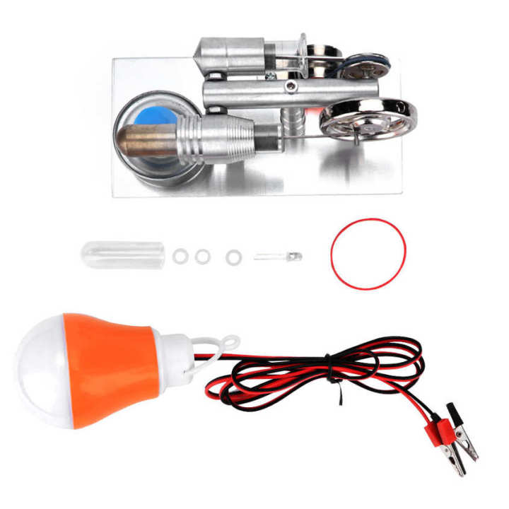 Micro generator Stirling hot air engine Mini T external combustion miniature model steam for kids birthday gift