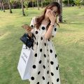 Summer High-Profile Figure Maternity Dress Korean Style Polka-Dot Loose-Fitting Dress Mid-Length Late Pregnancy FatMM200Catty Top. 