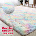Long Plush ie Dyed Carpet hicken Floor Rug Nonslip Mat for Bedroom Bedside Living Room. 