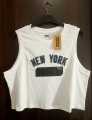 Womens White Crop Vest Nylon Sports Vest Top. 