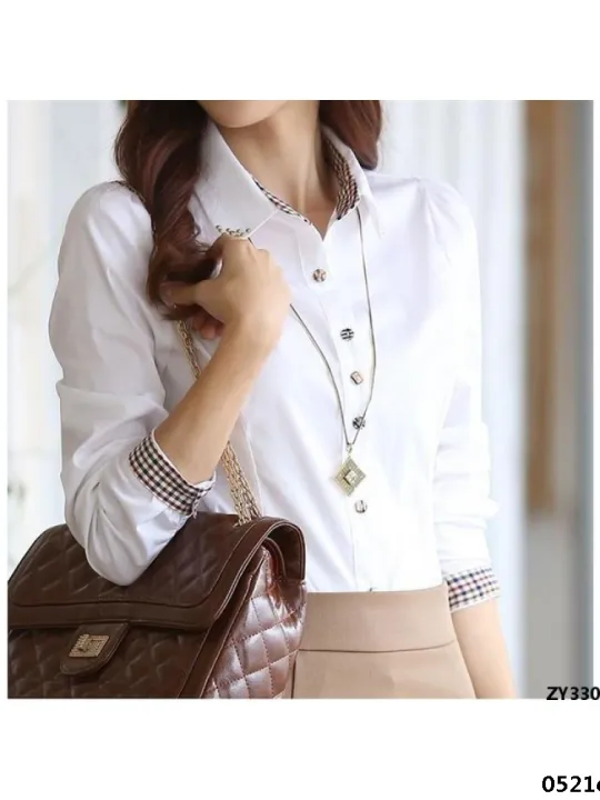 Wear%20Spring%20and%20Autumn%20Formal%20Wear%20Women's%20Wear%20Long%20Sleeve%20Korean%20Edition%20New%20Student%20Professional%20Shirt%20Plus%20Size%20White%20Cargo%20Pants%20OL%20Women's%20Bottom%20Shirt%20-%20Image%204