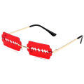 Sunglasses Women Personality Trend Unique Razor Blade Funny Sun Glasses Catwalk Party  Hop Eyewear Rimless Rectangle. 