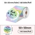 140pcs New 50x50 mm Thermal Label Roll Tear-resistant Waterproof Square Label Sticker Color Gradient Flower Shape Printer Paper. 
