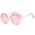 MUYE Round kids sunglasses Flower Baby Children Shades Sun Glasses Girls Cute Half Frame Metal Eywear UV400. 