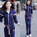 Sports Suit Slimming and Wide Leg 2024 New Sweatpants Casual Two-Piece Suit Autumn High-End Loose Sweater Women's Younger. 