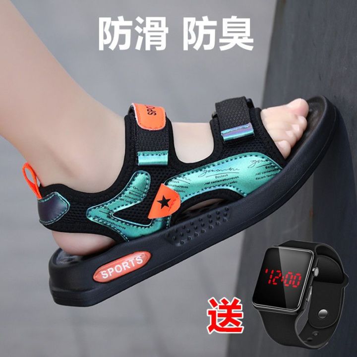 2023Summer New Children's Beach Shoes Deodorant Soft Bottom Boys Sandals Medium and Big Children Non-Slip Boys' ShoesABC