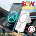 30W Car Magnetic Wireless Charger Phone Holder MacSafe for iPhone 15 14 13 12Pro Max Xiaomi Samsung Air Vent Mount Holder Stand. 