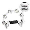 Half Moon Tambourine Musical Instrument Percussion Drum & Guitar Playing (White). 