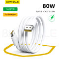 【ZOSR】BKWHALE 80W SUPER VOOC Charger USB Fast Charge Adapter 7A Type C Cable For OPPO RENO 7 8 9 10 Pro + Find X3 X5 X6 K10 Q5 A1 Pro. 
