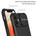 Quiberk for iPhone 12 Phone Case Slide Camera Cover Kickstand Hard Shockproof Armor Back Casing. 