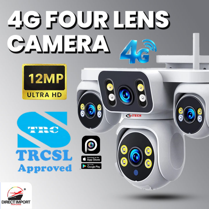 ITECH 4G SIM 4 Lens Security Camera! 20MP Crystal Clear, 12X Zoom, WiFi ...