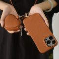 Crossbody Lanyard Genuine Leather Case For iPhone 16 Pro Max 15Pro 11 13 12 14Pro Cover Cases With Strap Leather Bag For Airpods. 