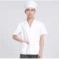 Chef Kitchen Breathable Short Sleeve Chef Uniform White Canteen Kindergarten School Staff Female Summer Long-Sleeve Work Clothes. 