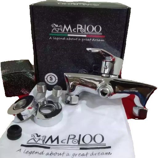 Mcpoloo Shower Mixer Tap Faucet 1/2" Cold / Hot Water Mixer Tap Chromium plated Brass Square Lever Bathroom