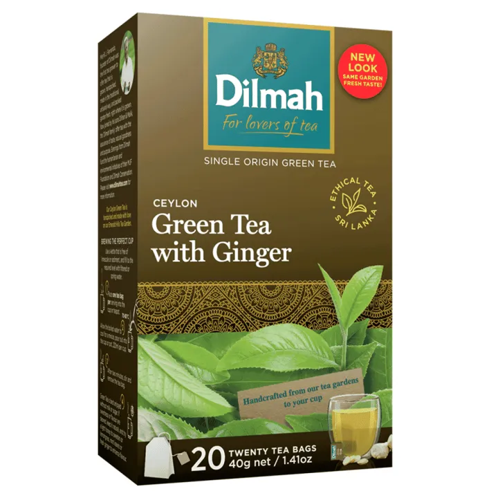Dilmah Ceylon Green Tea With Ginger 20 Tea Bags (2.0G)