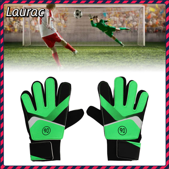 [Laurance] 1 Pair Kids Goalkeeper Gloves Children Football Goal Keeper Gloves Anti Slip Exercise Gloves Green 15 ~ 16cm / 5.91 ~ 6.3in