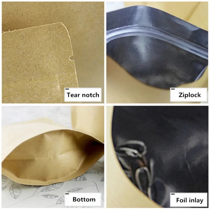 25pcs%2013x21CM%20(150g%20-250g)%20Brown%20Kraft%20Paper%20With%20Aluminum%20Foil%20Laminated%20Double%20Layer%20Standup%20Ziplock%20Without%20Window%20Pouch%20Bags%20For%20Tea,%20Coffee%20Dried%20Food,%20Candy,%20Species%20&%20Nuts%20Etc.%20-%20Image%208