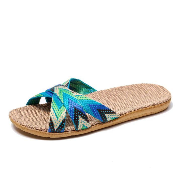 【ZOSR】Indoor Slippers Women Home Shoes Lightweight Linen Couple Slippers Lightweight Home Slippers