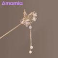 Faux Pearl Hairpin Exquisite Chinese Style Hair Stick with Pearl Tassel Design Elegant Hair Accessory for Southeast Asian Ladies. 