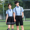 Korean Style School Uniform Suit Female Student Clothes Spring and Summer Short Sleeves College Style Junior High School Student Two-Piece Suit British Style Sportswear. 