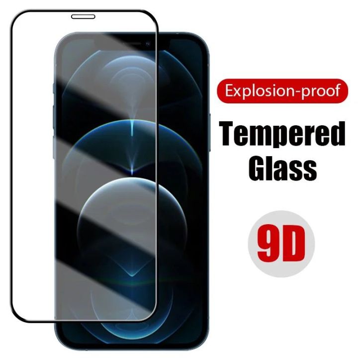 Full Cover Protective Glass For iPhone 16 15 14 13 12 11 Pro Max Mini X Xr Xs Max Tempered Glass Full Glue Shining Screen Protector