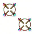 316L Stainless Steel Adjustable Nipple Ring for Women, Clip On, Various Colors, Fake Nipple Piercing Jewelry. 