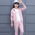 Girls' Clothing Middle School Student Sports Suit Female Spring and Autumn Large Size Women's Clothing Korean Style Casual Sweatshirt Older Children Three-Piece Suit Autumn. 