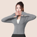 Lulu yoga suit jacket women's fitness suit quick drying standing collar tight fitting exercise fitness strict selection yoga top long sleeved summer. 