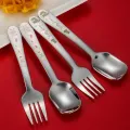 spoon baby spoon children fork tableware integrated spoon flat spoon spoon 304 stainless steel fork. 